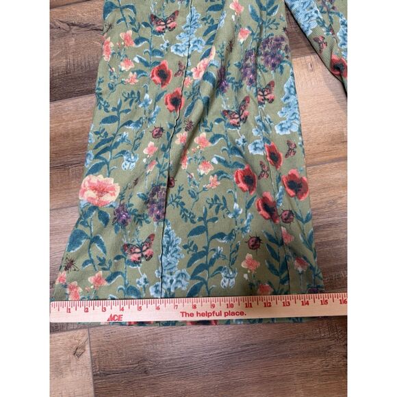 Cider Women’s Corduroy Floral Wide Leg Overalls Plus Size 2X 2XL Green Flowers - Picture 4 of 9